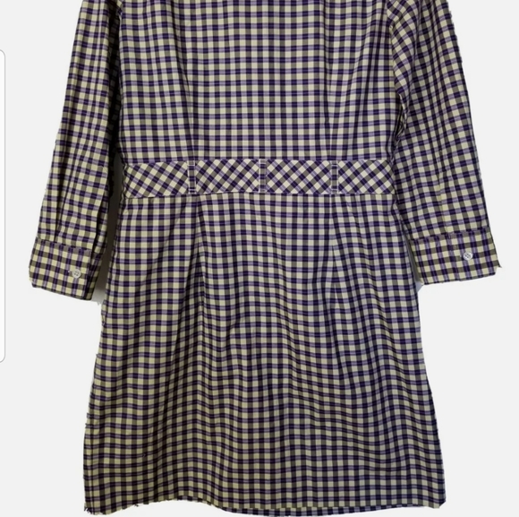 Theory Lidiya Purple Yellow Check Cotton Long Sleeve Shirt Dress Size 6 - Picture 11 of 14